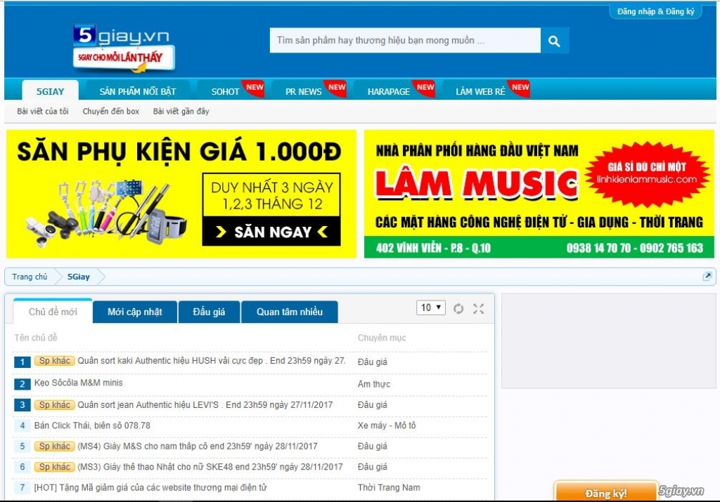 hình ảnh giao diện trang web rao vặt 5giay