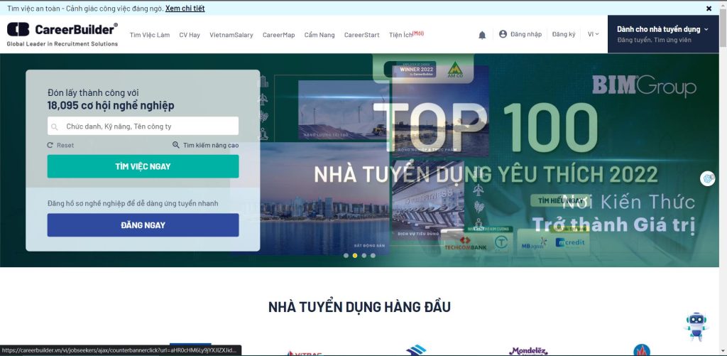 hình ảnh website tìm việc CareerBuilder