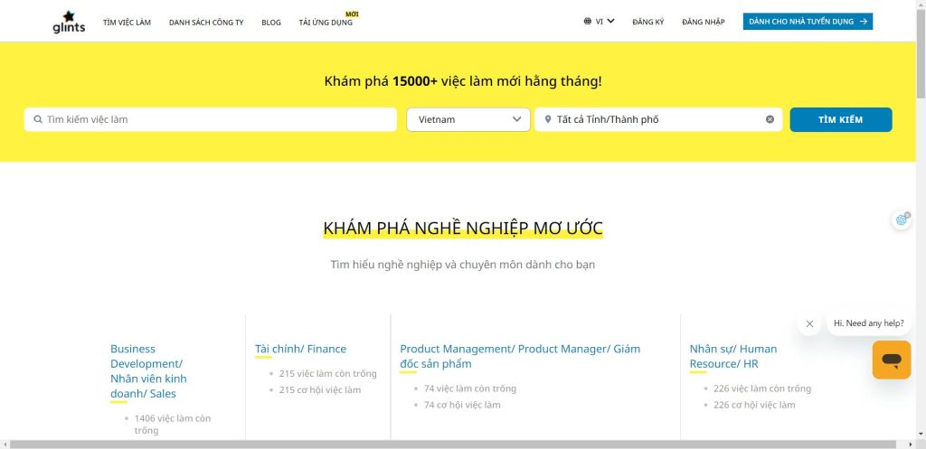 hình ảnh website của Glints