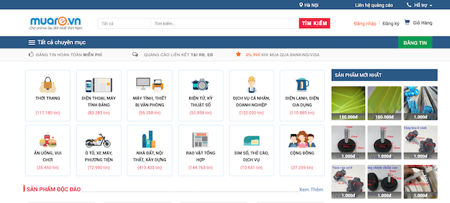 hình ảnh giao diện trang chủ của trang web Mua rẻ