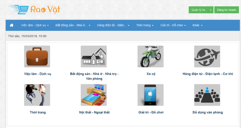 hình ảnh giao diện trang chủ của trang web Rao vặt